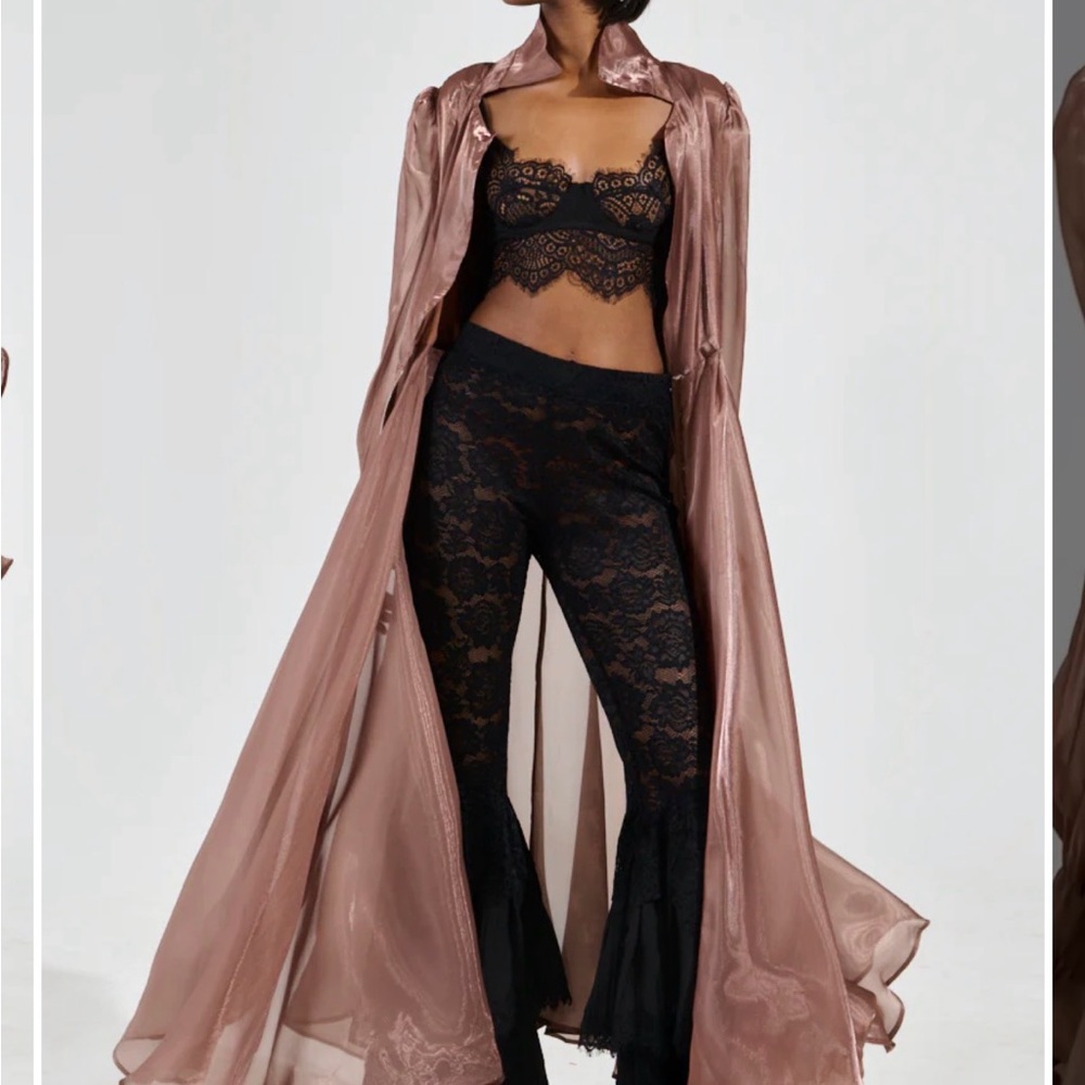 AKIRA Shimmering Maxi Coat or overlay dress in copper/Brown - Picture 3 of 10